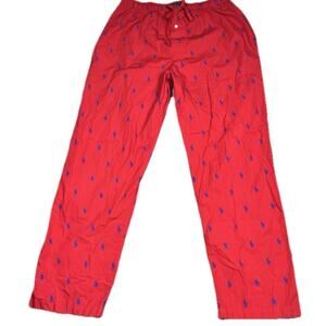 Polo Ralph Lauren Sleepwear Pajama Pants All Over Logo Mens S Red Blue Woven